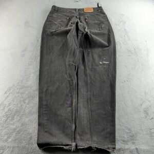 Vintage 90s Levis 565 Jeans 36x36 Black Faded Distressed Loose Wide Baggy 1997